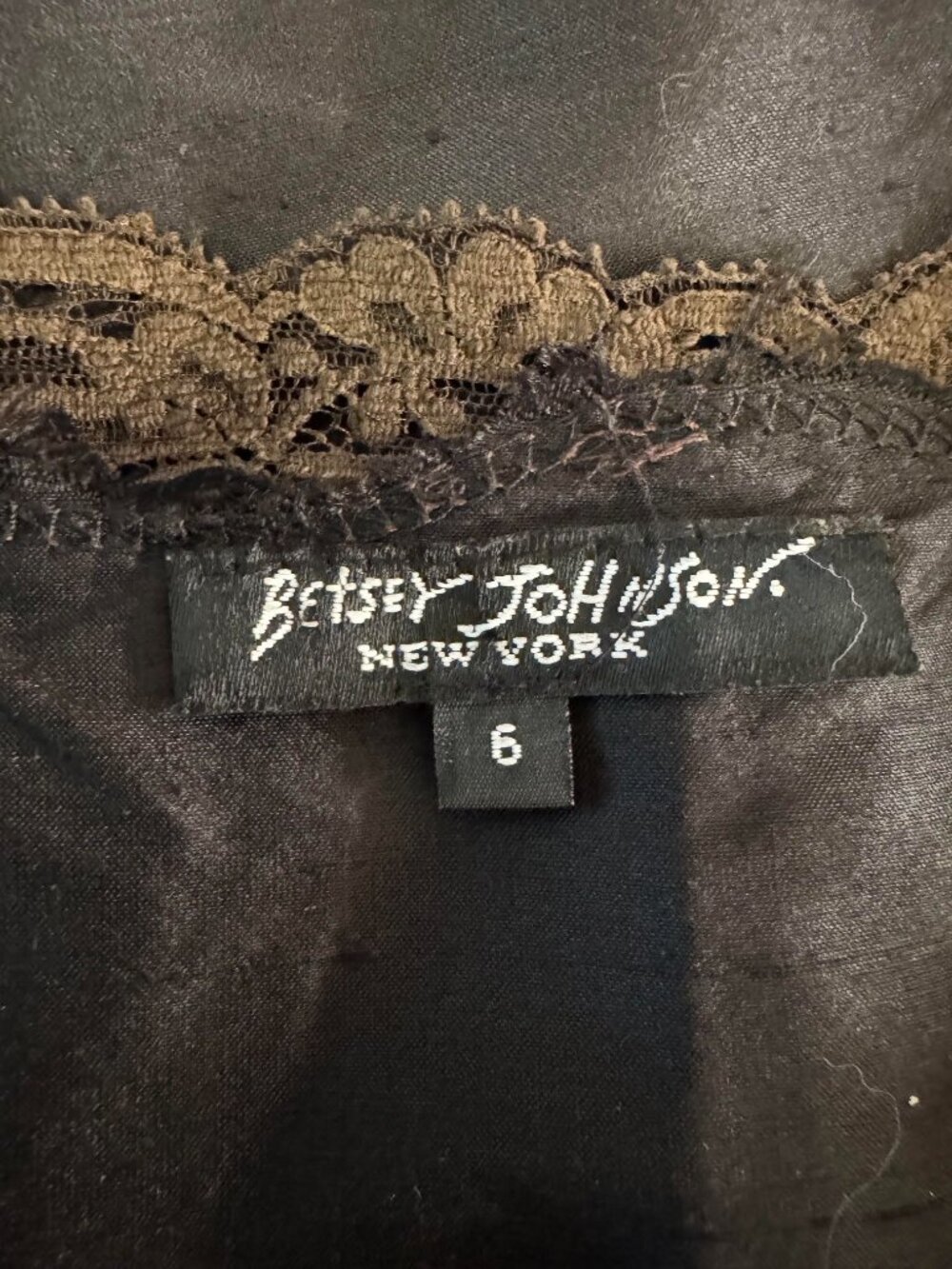 Vintage Betsey Johnson 1990s Brown Lace & Brown Trim Corset Slip Dress | Sz 6 - Picture 7 of 7